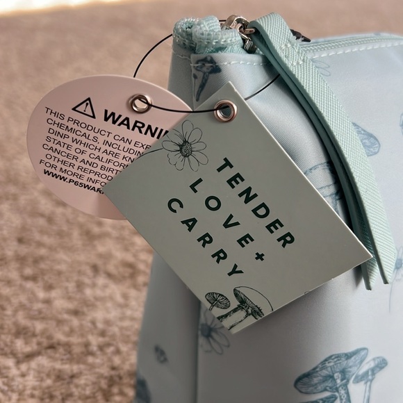 Tender Love + Carry Teal Fungi/Mushroom/Daisy/Flower Bathroom Bag Weekender - Picture 8 of 8